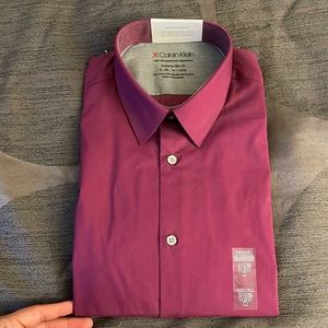 Calvin Klein - Extra Slim Fit Wine Dress Shirt (Brand New)